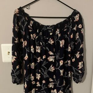 Lucky Brand Blue Floral Off-Shoulder Dress Sz L